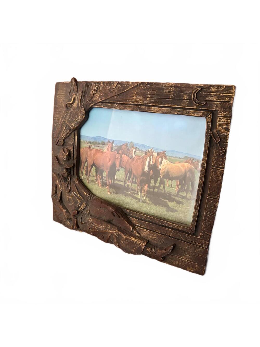 Western Cowboy Horse 3D Picture Frame Rustic Ranch Home Decor Tabletop Stand 5x7